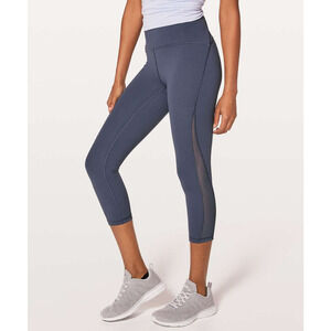 Lululemon Train Times High Rise Mesh Panel 21" Crop Tight Leggings Dazed Blue 6